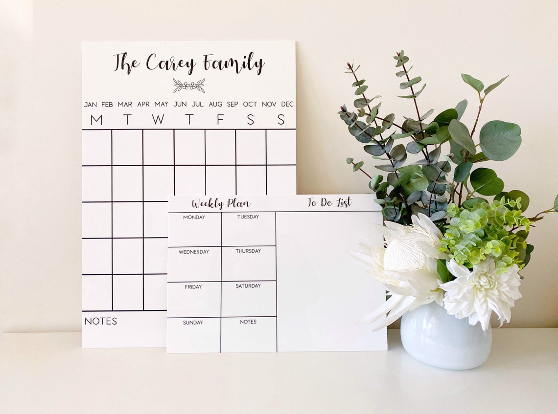 Personalised Family Whiteboard Calendar Planner