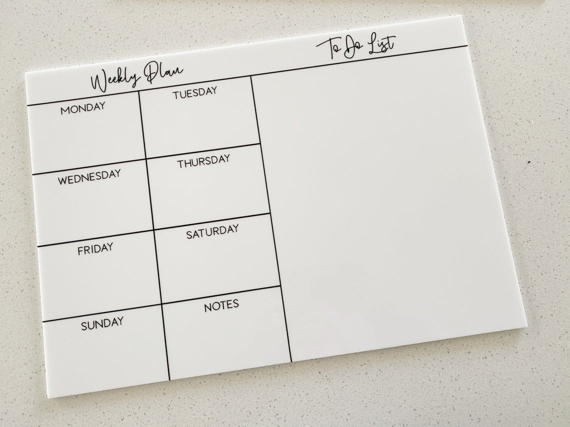 Weekly online planner whiteboard